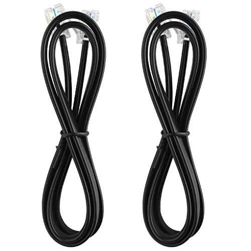 NECABLES 2Pack RJ12 Cable 10ft Telephone Cord Phone Cable - 10 Feet | RJ12 6P6C Male to Male Straight Wired for Both Data and Voice Use Black - size: 10 feet