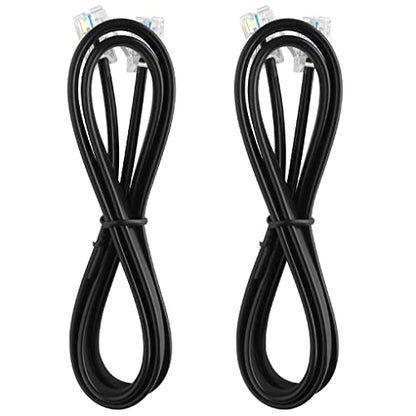 NECABLES 2Pack RJ12 Cable 10ft Telephone Cord Phone Cable - 10 Feet | RJ12 6P6C Male to Male Straight Wired for Both Data and Voice Use Black - size: 10 feet