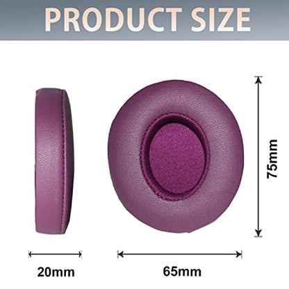 Adhiper Earpad Replacement for Beats Solo 3, Solo 2 Headphones, Purple | Soft Protein Leather & Memory Foam Ear Pads Cushions, Fit Solo3 & Solo2, Replace Peeling, Cracked, Damaged Pads - color: Dark Purple