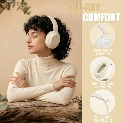 Upgraded Pro‑level Hybrid Active Noise Cancelling Headphones, HD Sound & Big Bass, 2X Softer Comfort, Long ANC Playtime, Wireless Over-Ear Bluetooth Headphones Perfect for Home Office|Travel|Pair - color: Light Yellow
