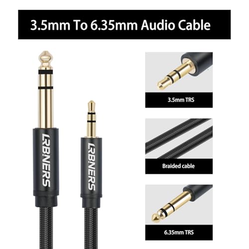 3.3FT 3.5mm Male to 6.35mm Male TRS Stereo Audio Cable, Black Spray-Paint Shell, 1/4 Inch to 1/8 Inch Jack Converter Braided Cable for Headphones, Instruments, Speakers 2-Pack - color: 3.3FT - 2Pack