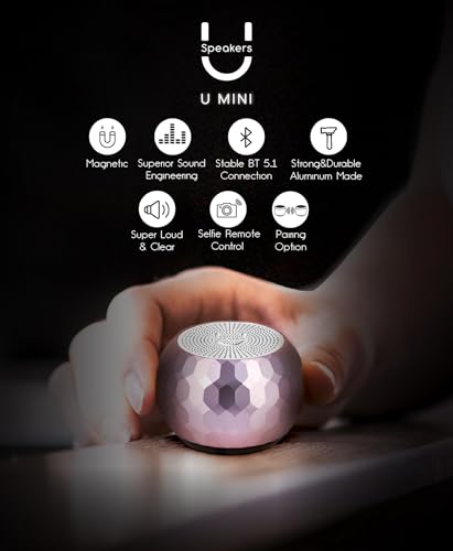 Fashionit U Mini, Tiny Bluetooth Speaker with Magnetic Base, Glam Lilac | aluminum shell, Wireless, TWS stereo pairing, 30 foot range, rechargeable battery, magnetic base, travel and gifting - color: Glam Lilac