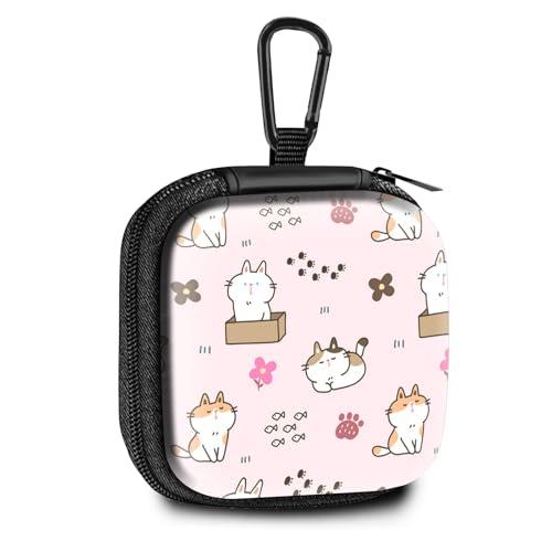 Square Data Cable Earbud Charger Coin Storage Bag Shockproof and Drop-Proof EVA Material Compatible with AirPod(Cute cat) - color: cute cat