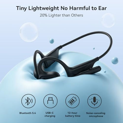 MONODEAL Open Ear Headphones with Mic, Wireless Headset with Microphone