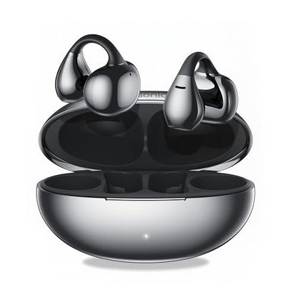 M31 Open Ear Earbuds Wireless Clip On Headphones, Lightweight 5g Fit Omni Tap Control Powerful Sound 68H Play Bluetooth 5.4 Dual Device Sync AI Clear Calls IPX5 Waterproof for Small Ears Sports Work - color: Black