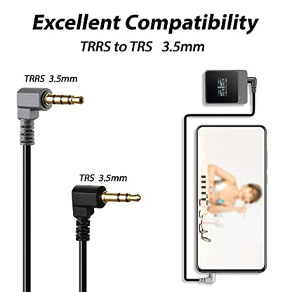TRS to TRRS Cable 3.5mm Microphone Cable, 1/8 Male to Male(Black) | Coiled Right Angle Mic Cord Compatible iPhone, Smartphone with Tablets - color: Black