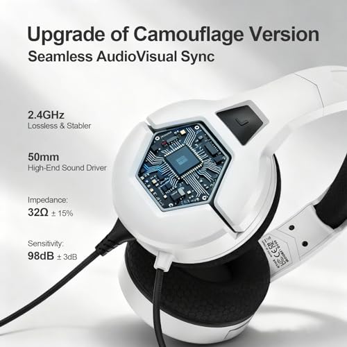 Docooler Gaming Headset with Microphone, Computer Headset with 50mm Drivers Omni Directional Microphone, RGB Lighting for Smartphone, Laptop, Desktop PC, Gaming Console (White) - color: White