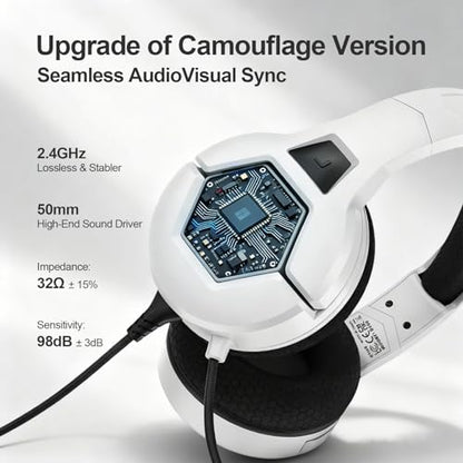 Docooler Gaming Headset with Microphone, Computer Headset with 50mm Drivers Omni Directional Microphone, RGB Lighting for Smartphone, Laptop, Desktop PC, Gaming Console (White) - color: White