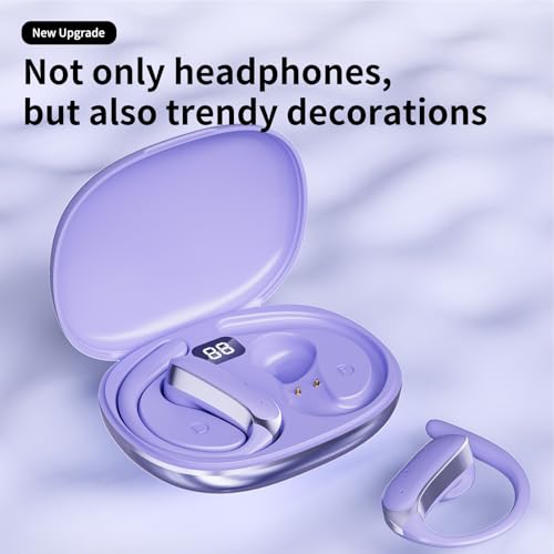 Diydeg Wireless Earbuds, IP54 Waterproofing BT5.49 Sport Headphones with Earhooks, No Sound Leakage, Touch Control Earphones for Gym, Running, Meeting, Workout (Purple) - color: Purple