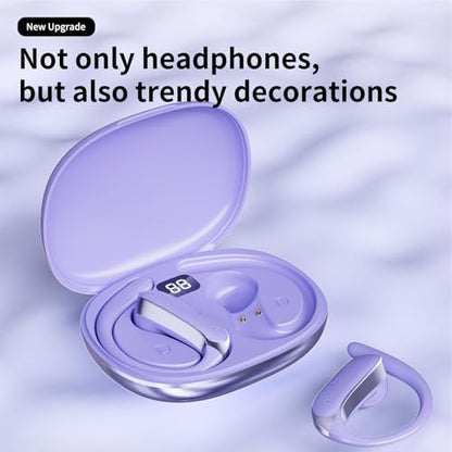 Diydeg Wireless Earbuds, IP54 Waterproofing BT5.49 Sport Headphones with Earhooks, No Sound Leakage, Touch Control Earphones for Gym, Running, Meeting, Workout (Purple) - color: Purple