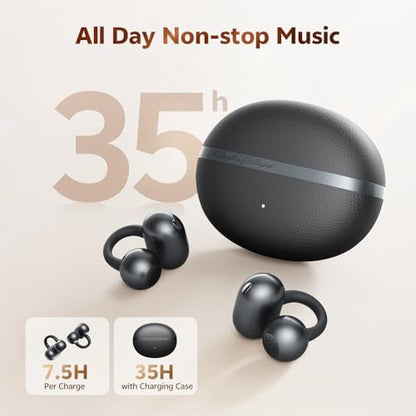 QCY Crossky C50 Open Ear Earbuds, Clip On Earbuds Bluetooth 6.0 - color: Grey