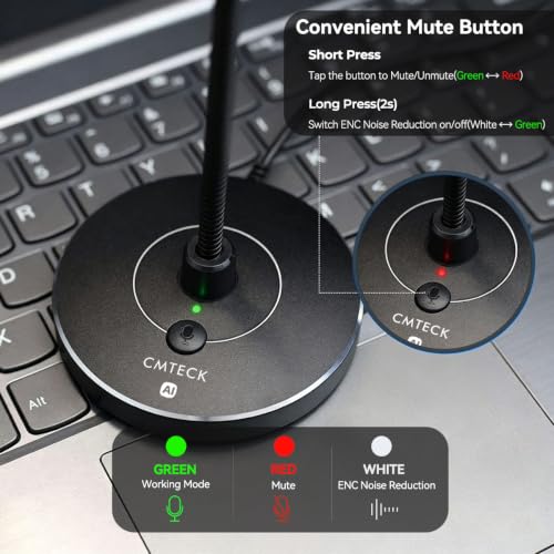 CMTECK USB Computer Microphone, Studio-Quality，Plug & Play for PC,Laptop - color: Dark Gray