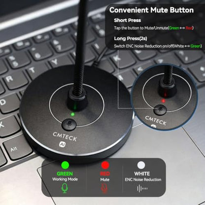 CMTECK USB Computer Microphone, Studio-Quality，Plug & Play for PC,Laptop - color: Dark Gray