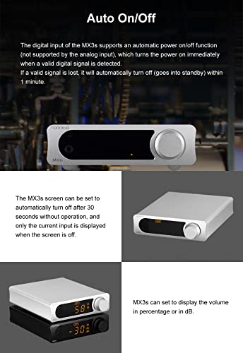 Topping MX3s Amplifier 62W x 2 Class D Power amp Subwoofer Out 700mW x 2 Headphone amp 24-bit/192kHz AKM USB C DAC Bluetooth Support（Silver） - color: Silver