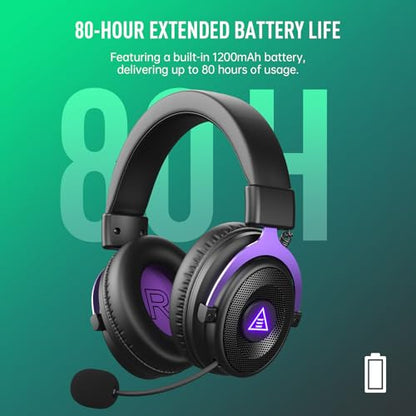 EKSA E900WT Wireless Gaming Headset with Microphone for PC Ps5 Ps4 - color: Purple