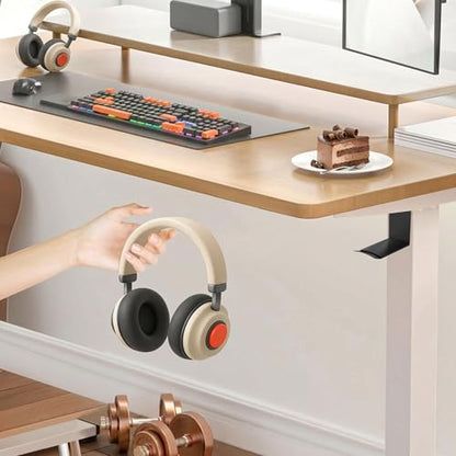 Heavyrain 2PCS Under Desk Headphone Hanger | Storage Hook Metal Desk Edge Hook Hanger with Clamp-On Design (Medium) - size: Medium