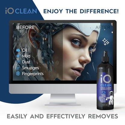 Screen Cleaner Spray (16oz - 473ml) – Large Cleaning Kit | for LCD LED OLED TV Smartphone, iPad, Laptop, Touchscreen, Computer Monitor, Electronic Devices 3 Cloths and 2 Nozzles - size: 16 Fl Oz + 3 Cloths
