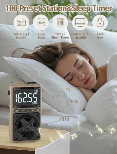AM FM Shortwave Radio with NOAA Weather Alert,1250mAh Rechargeable Battery | Bluetooth Portable Pocket Radio with Best Reception 5W Big Speaker Earphone,Support SD Card and USB Player Brown - color: Brown