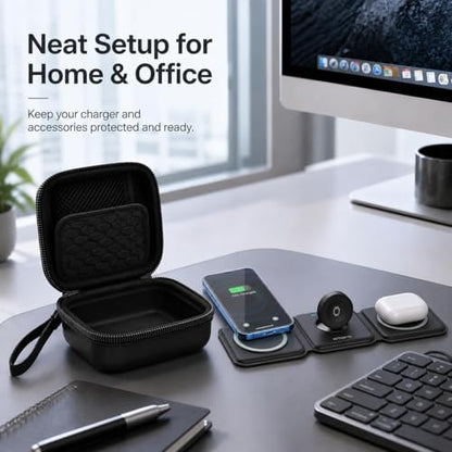 Hard Case for UCOMX/Hicober 3-in-1 Charger, Box Only | Hard shell case for UCOMX, Hicober, Iseyyox, LISEN and RTOPS 3-in-1 charger users, with divider and mesh pocket - color: Black