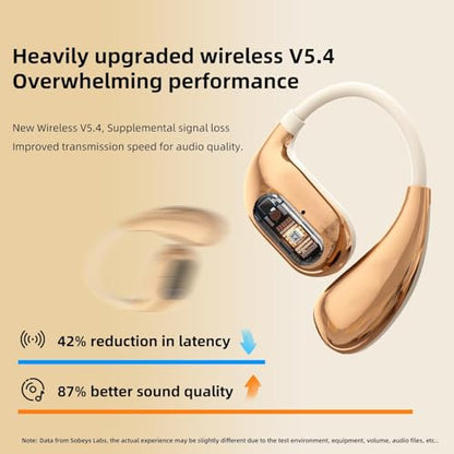 Wireless Earbuds for Workout/Running, Sports Bluetooth 5.4 Headphones,IPX7 Waterproof,Fast Charging,40Hrs Playtime Ear Buds with LED (Gold) - color: GOLD