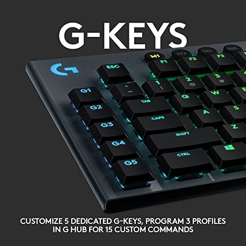 Logitech G915 Lightspeed RGB Mechanical Gaming Keyboard, Low Profile GL Tactile Key Switch, LIGHTSYNC RGB, Advanced Wireless and Bluetooth Support - Tactile,Black