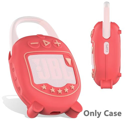 JCHPINE Silicone Cover Case for JBL Clip 5 Portable Bluetooth Speaker - color: Red
