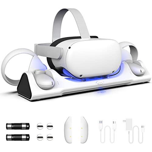 ZYBER White Charging Dock for Quest 2, Charges Headset, Elite Strap & Batteries, Model AL-Q016