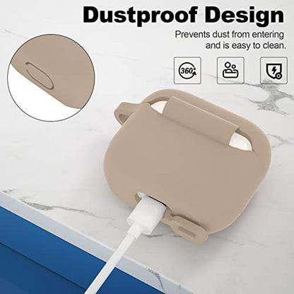 Compatible with AirPods 3 Case, Protective Silicone Cover for AirPods 3rd Generation Case 2021, Wireless Charging - Tan - color: C-Tan
