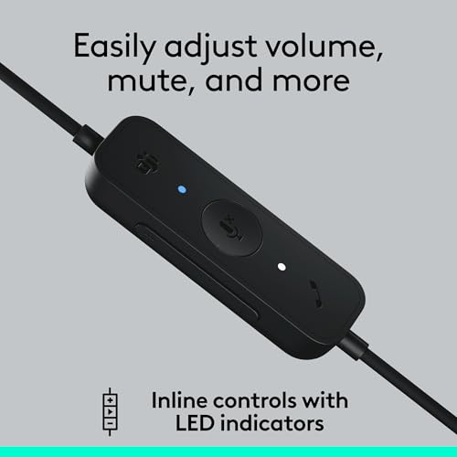 Logitech H570e USB-A Wired Headset with Microphone PC and Mac - Black | For PC and Mac, USB-A wired, inline controls, certified for Microsoft Teams - size: Teams, style: Stereo