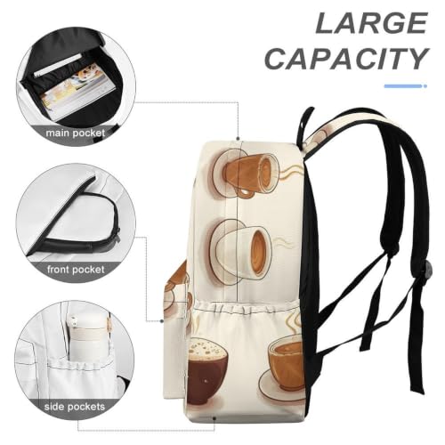 Travel Backpack for Women Men Carry On Backpack Coffee Collection Laptop Bag Lightweight Casual Daypack - color: Coffee Collection