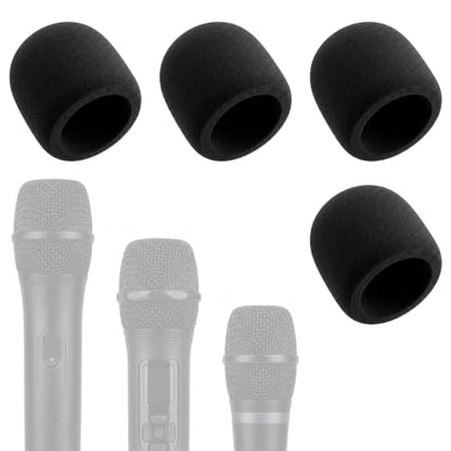 Foam Mic Cover Compatible with JBL PartyBox Wireless Microphones, Replacement Sponge Windscreen for PartyBox Mic 100, Wireless Dual Mic System, Windproof Pop Filter 4-Pack, Black