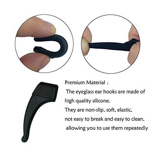YINGFENG 22 Pairs Anti-slip Eyeglass Ear Grips Hook with Box, Kids and Adults Sport Eyeglass Strap Holder, Eyewear Retainer, Silicone Ear Hook - for Glasses Reading Glasses Retainers(11Black 11White) - color: Black White