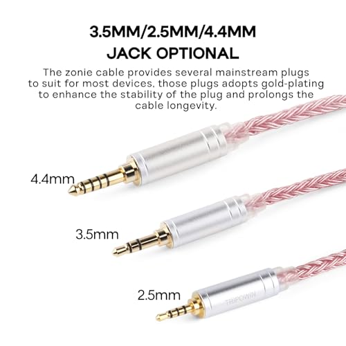 Linsoul Tripowin Zonie 16 Core SilverPlated IEM Cable, Recessed 2pin, 3.5mm - color: Pink