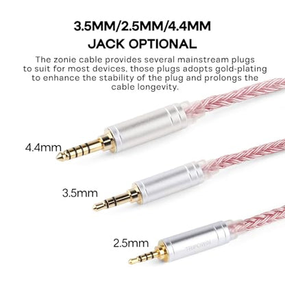 Linsoul Tripowin Zonie 16 Core SilverPlated IEM Cable, Recessed 2pin, 3.5mm - color: Pink