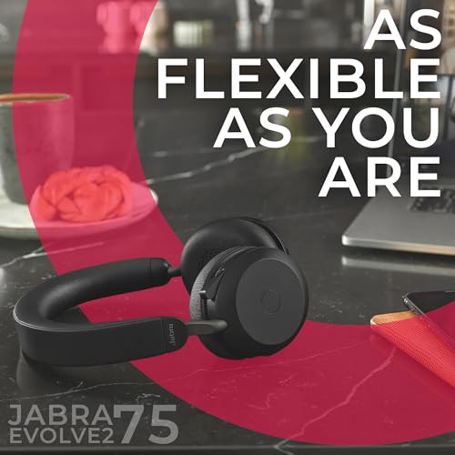 Jabra Evolve2 75 Wireless Headset Stereo UC w/Charging Headset Stand, USB Dongle, Compatible w/Zoom, RingCentral, Smartphones, Tablets, PC/MAC, 27599-989-989, w/Gold Support Plan and Mobile Wallet - color: Black, style: Evolve2 75 Plus STAND