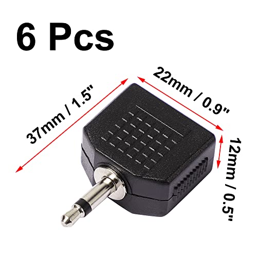 Uxcell 3.5mm to 2 Port Headphone Jack Y Splitters, 6 Pcs Stereo Audio Splitter 3.5mm Mono Audio Male Connector to 2 x 3.5mm Female Jack Adapters Converter