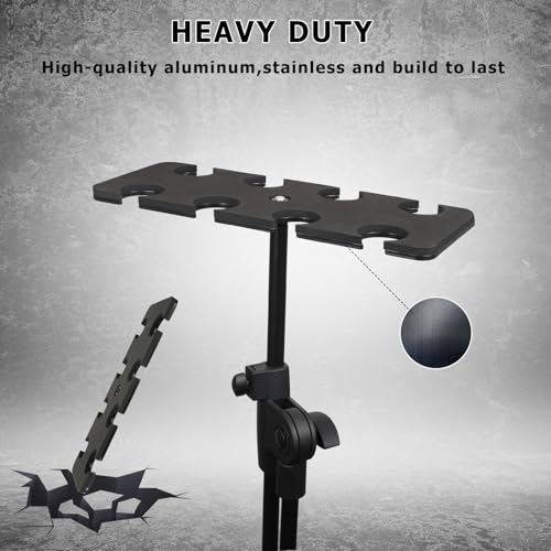 Multi Microphone Holder, Up to 8 Mics, Ideal Mics Holder for Stage Organization and Display, with 3/8"-16 Threaded Adapter, Aluminum, Black