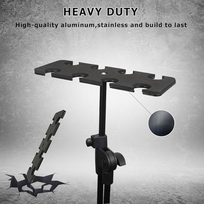 Multi Microphone Holder, Up to 8 Mics, Ideal Mics Holder for Stage Organization and Display, with 3/8"-16 Threaded Adapter, Aluminum, Black