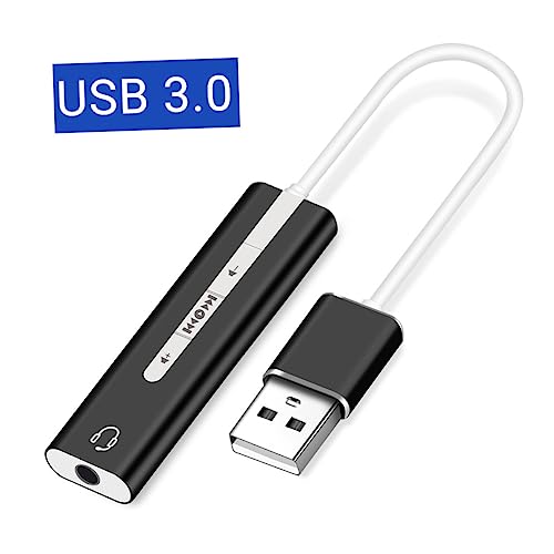 OSALADI USB External Sound Card with Surround Sound for Mic and Earphone Adjustable Volume for Computer Use Black