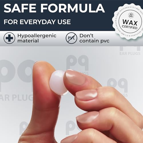 Peace&Quiet PQ Wax Ear Plugs for Sleeping, Swimming - 15 Soft Noise Cancelling Silicone Gel Wax Earplugs for Sleep and Swimmers, Ear Protection with Sound Blocking Level of 32 Db, (15-Pillows) - color: Classic