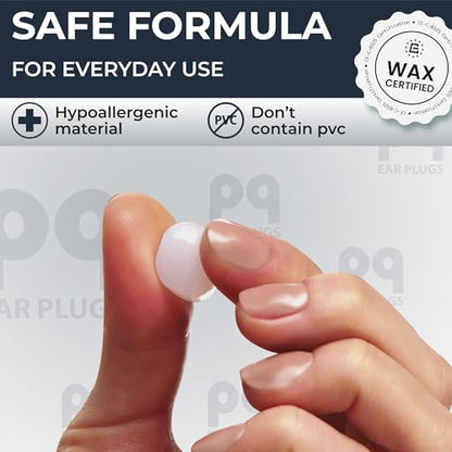 Peace&Quiet PQ Wax Ear Plugs for Sleeping, Swimming - 15 Soft Noise Cancelling Silicone Gel Wax Earplugs for Sleep and Swimmers, Ear Protection with Sound Blocking Level of 32 Db, (15-Pillows) - color: Classic