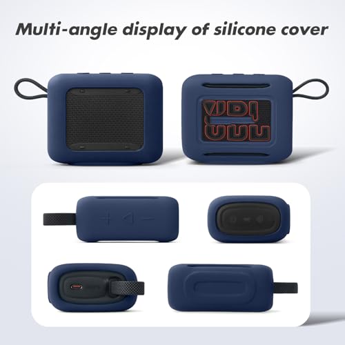 Silicone Protective Cover for JBL Go 5 | Anti-Fingerprint & Sweatproof Case, Shockproof Bumper Skin with Precise Cutouts, Portable Speaker Sleeve - color: Navy Blue