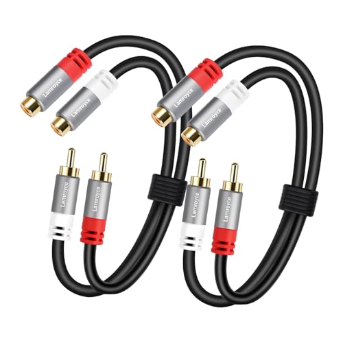 2 RCA Extension Cable 0.6Feet, Dual 2RCA Male to 2 RCA Female Stereo Audio Video Subwoofer Car Audio Extender Cable Connector Adapter for Home Theater, Hi-Fi System, Amplifier, Speaker-2Pack - style: 0.6 Feet (2 Pack)