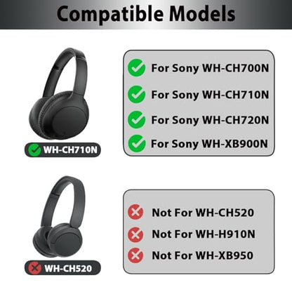 Adhiper WH-CH710N Replacement Ear Pads, Upgrade Cooling Gel Earpads for Sony WH-CH700N, WH-CH710N, WH-CH720N Wireless Headphones, Ear Pads Cushions with Soft Memory Foam(Black) | Upgraded Cooling Gel Earpads with High-Density Memory Foam, Added Thickness