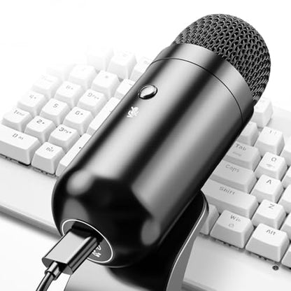 Zopsc USB PC Microphone, Omnidirectional Sound Plug and Play with One Touch Mute, Smart Chip for Gaming Streaming Computer