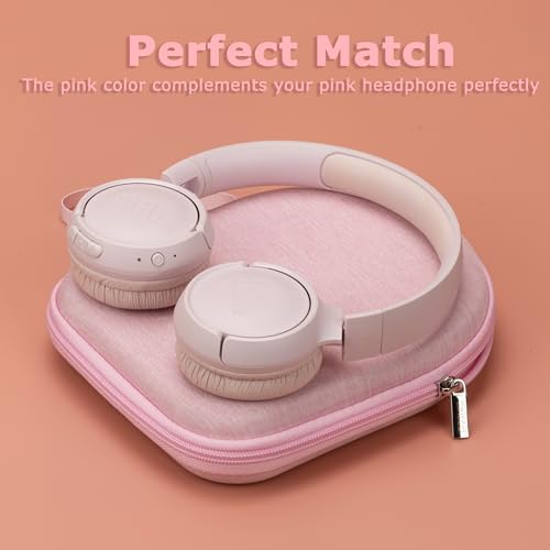 Ginsco Case Compatible with JBL Tune 510BT/520BT/500BT, Compatiblewith Sony WH-CH520/510, Ultra-Slim Hard Shell Headphone Case for On Ear Headphones (Pink) - color: Pink