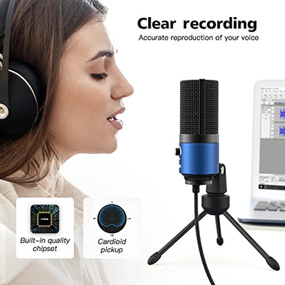 FIFINE Recording Microphone and Gaming Mic, USB PC Computer Microphone with Gain Control for Streaming, Broadcast, Voice Over,YouTube Video, Home Studio, Plug & Play-Blue/Green (K669L+K669G)