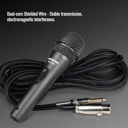 TAKSTAR Cardioid Dynamic Vocal Mic, Stage Handheld Microphone | Cardioid Pickup, 60Hz-18kHz Response, Zinc-Alloy Body, Anti-Roll Mesh Ring, On/Off Switch, 19.6ft Cable