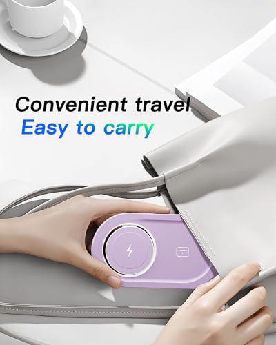 Foldable 3 in 1 Wireless Charging Station for Apple Mag-Safe Charger Stand | Fast Magnetic Wireless Charger Station for iPhone 17 Air 16 15 14 13 12, Apple Watch, AirPods Pro/4/3/2, and More (Purple) - color: Purple
