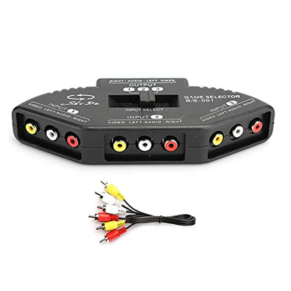 Socobeta Audio Video er AV Box 3 in 1 Out Splitter with AV Cable(Black)